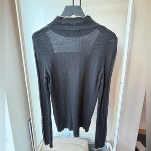 DOUBLOV | Black Ribbed Mock Neck Sweater